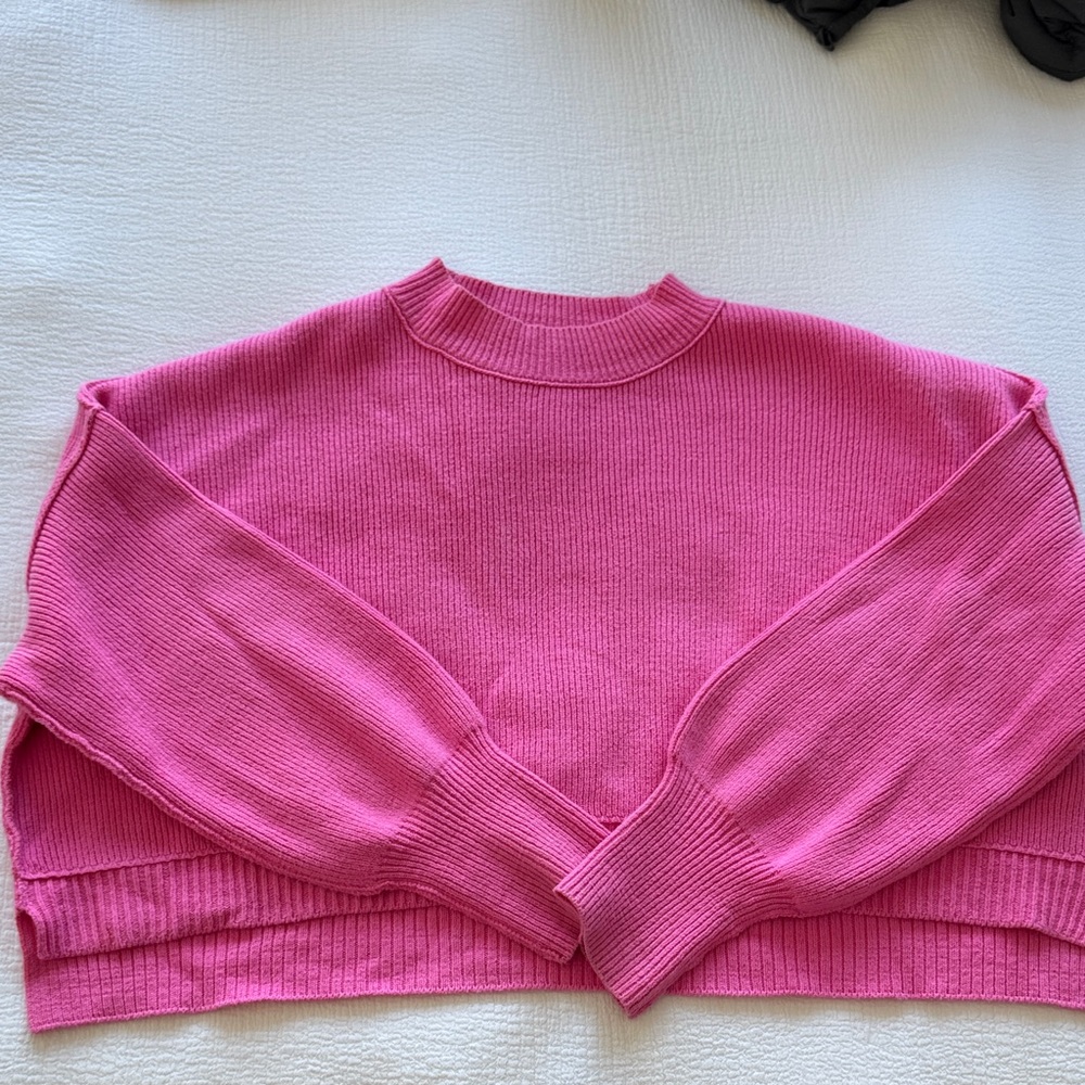 Free People Bright Pink easy street pullover